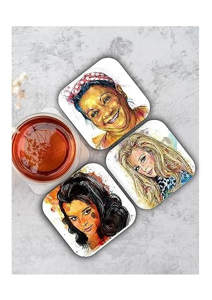 Yeşilçam Oyuncuları Temalı Ahşap Bardak Altlığı Ahşap Baskılı Altlık 6'lı Set (9 x 9cm) KARBONNM53 fiyatları