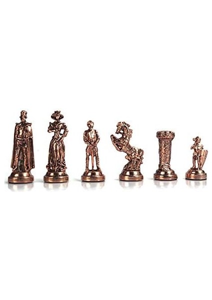 Orta Boy Metal Ingiliz Satranç Takımı Antik ve Ceviz Desenli Sandıklı Mdf Tahtası (36 x 36 x 6 Cm.) modelleri