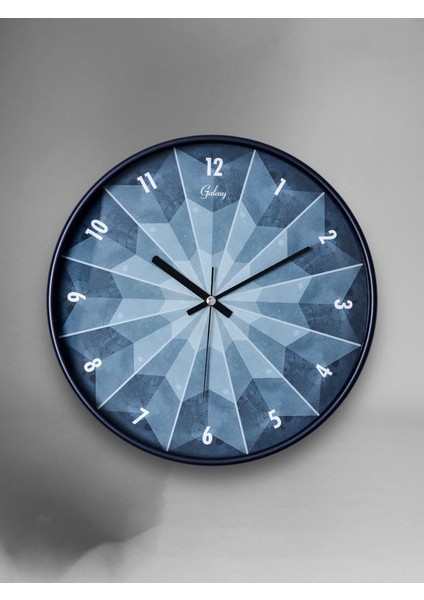 D-218-F-1 Modern Kadran 30 cm Sessiz Akar Duvar Saati Mavi