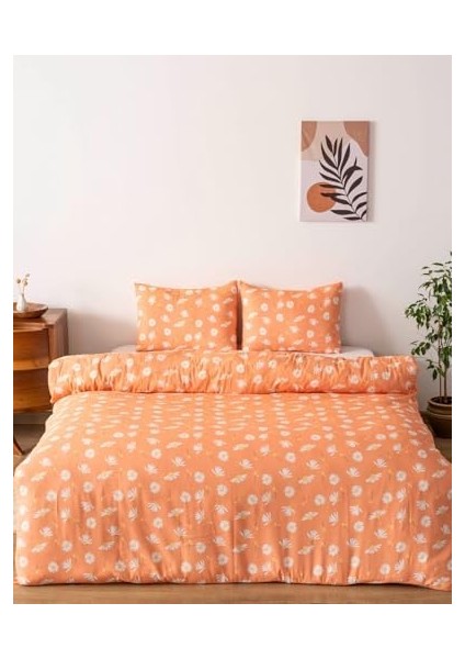 Turuncu Papatya Çift Kişilik Nevresim Takımı Pamuklu fiyatları