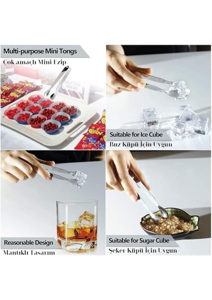 Spring Paslanmaz Çelik Yiyecek Maşası, Rock Candy Maşası, Paslanmaz Çelik Mini Servis Maşası, Buz Küpü Maşası, Küçük Kare Çay Partisi Kahve Barı Mutfak Maşası modelleri