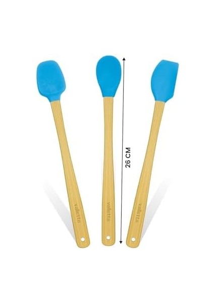 Indigo 3'lü Turkuaz Bambu Silikon Spatula Seti Uzun 26 cm VLT1514 fiyatları