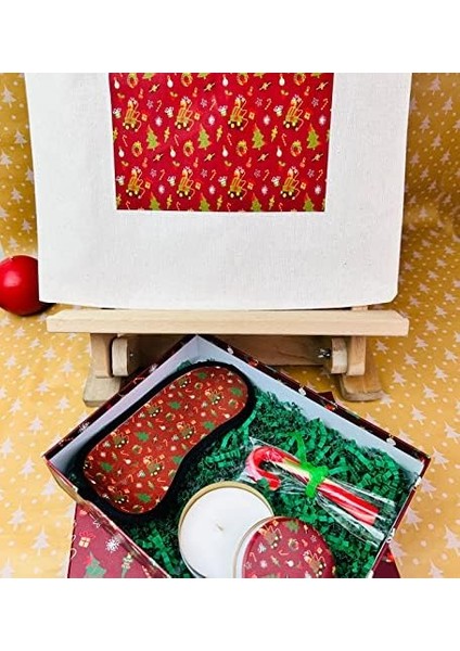 Özel Bez Çantalı ve Kutulu Baston Şekerli Kırmızı Yılbaşı Seti modelleri