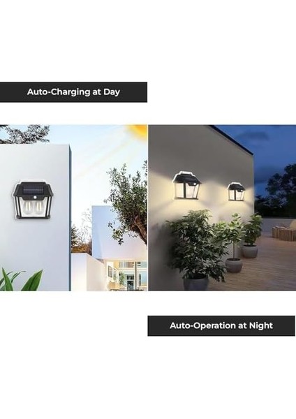 Solar Güneş Enerjili Lamba 2 Ampul Flament LED Hareket Sensörlü 3 Işık Modlu Aplik Su Geçirmez Duvar Teras Veranda Bahçe Agaç Patika Garaj Balkon Dekorasyon Aydınlatma 1 Adet
