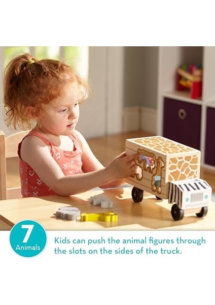 & Doug Safari Hayvan Kurtarma Kamyonu, Ahşap Oyuncak Araçlar, Gelişimsel Oyuncak, 3+, Erkek ve Kız Çocuk Için Hediye modelleri