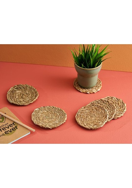 Ahşap Hasır Bardak Altlığı 6 Adet