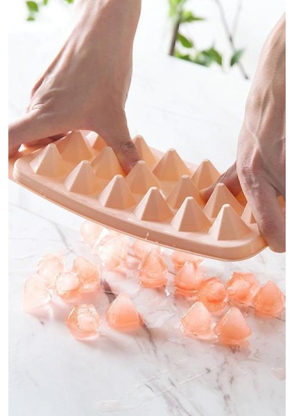 Pamplona Pembe 18 Bölmeli Kapaklı Kristal Buz Kalıbı Dondurma Kalıbı Buz Saklama Kabı Sunumluk VLT1448