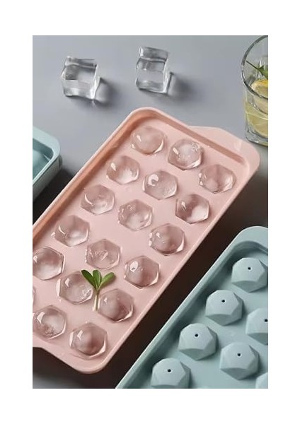 Pamplona Pembe 18 Bölmeli Kapaklı Kristal Buz Kalıbı Dondurma Kalıbı Buz Saklama Kabı Sunumluk VLT1448 modelleri