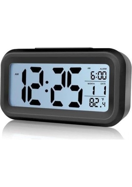 Dijital Masa Saati Alarmlı Karanlık Sensörlü Fotoselli - Siyah