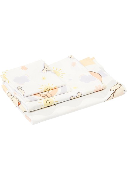 Winnie The Pooh Cloudy Karakter BASKILI Pamuk Nevresim Takımı, Çok Renkli, Bebek (Nevresim: 100 x 150 cm /çarşaf: 120 x 180 cm / 2 Adet Yastık Kılıfı: 35 x 45 cm )