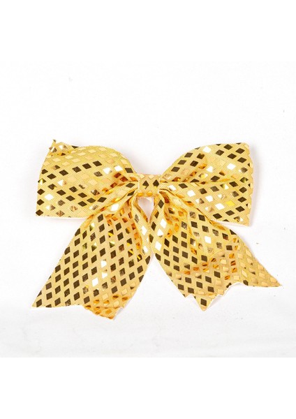 Yılbaşı Süsü Askılı Parlak Pullu Fiyonk Dore 20 x 20 cm .
