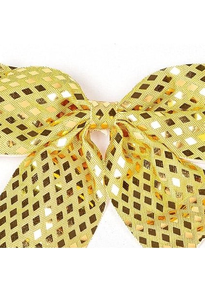 Yılbaşı Süsü Askılı Parlak Pullu Fiyonk Dore 20 x 20 cm .