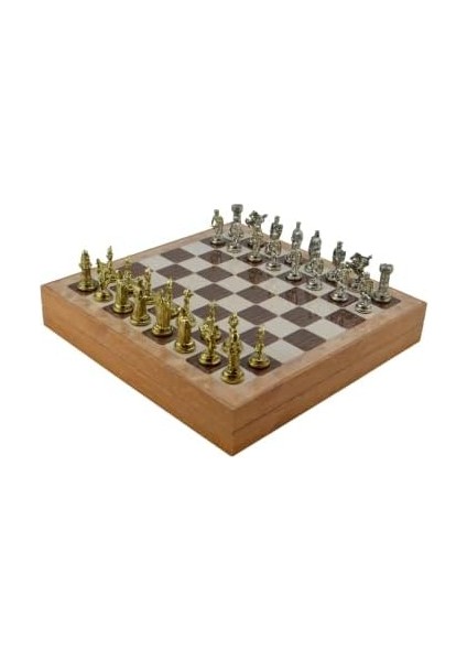 Orta Boy Metal Osmanlı-Bizans Satranç Takımı Parlak ve Rustik Desenli Sandıklı Mdf Tahtası (36 x 36 x 6 Cm.) fiyatları