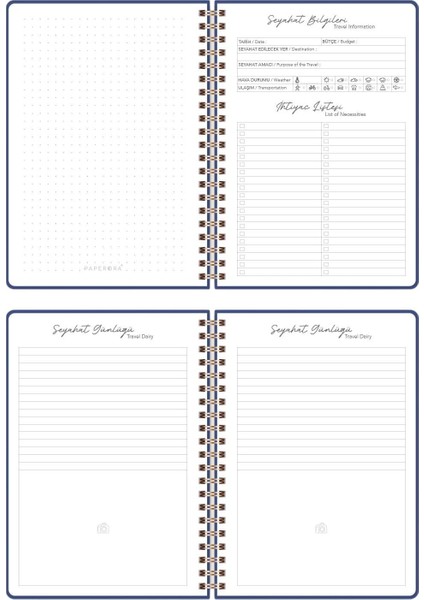 12,5 x 18 cm Spiralli Sert Kapak Lastikli Seyahat Defteri - Lacivert