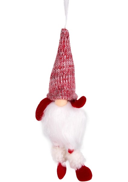 Yılbaşı Ağaç Süsü Noel Baba Figürü Işıklı Kısa Kollu Kırmızı-Beyaz 9 x 24 cm .