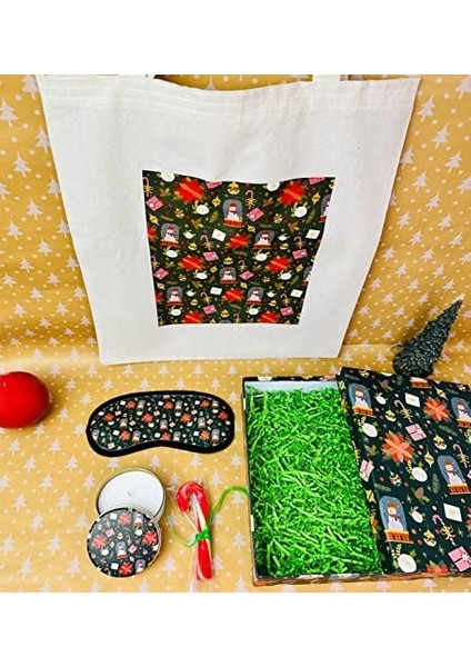 Özel Bez Çantalı ve Kutulu Baston Şekerli Yeşil Yılbaşı Seti fiyatları