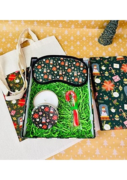 Özel Bez Çantalı ve Kutulu Baston Şekerli Yeşil Yılbaşı Seti modelleri