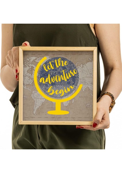 The Adventure Begin Tasarımlı Ahşap Kumbara