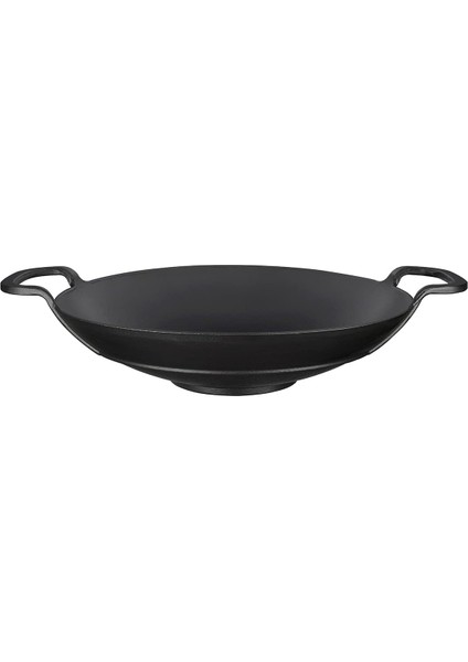 Döküm Wok Tava, Metal Kulplu, 38CM, Siyah
