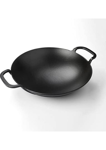 Döküm Wok Tava, Metal Kulplu, 38CM, Siyah