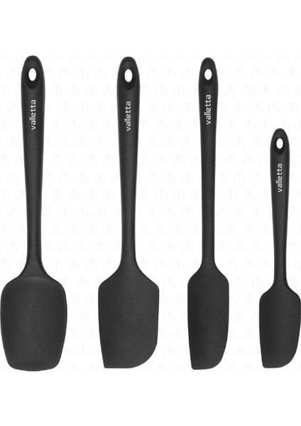 Osteris Isıya Dayanıklı Yanmaz Yapışmaz Silikon Spatula Seti 4 Parça Siyah