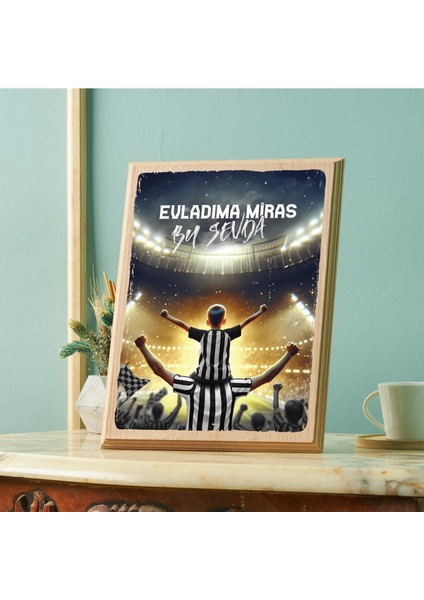 Beyaz Taraftarlara Özel Ahşap Tablo 22 x 30 cm