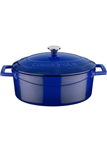 Metal Oval Döküm Tencere, 25 Cm, 3.19 L Hacim, Mavi