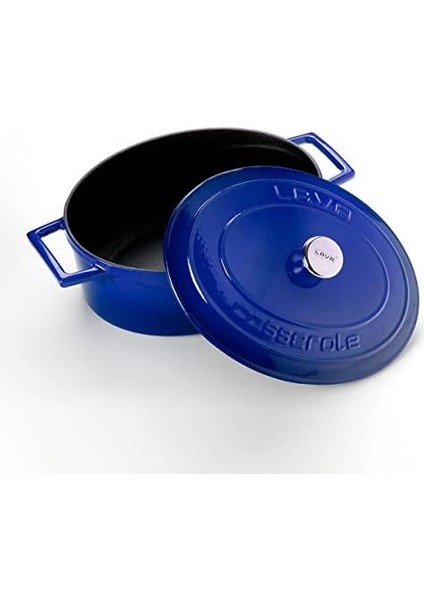Metal Oval Döküm Tencere, 25 Cm, 3.19 L Hacim, Mavi