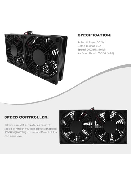 120MM 5V USB Powered Pc Router Çift Fanlar Modem Alıcısı Için Yüksek Hava Akımı Soğutma Fanı (Yurt Dışından)