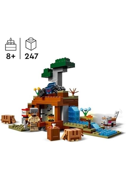 Minecraft Armadillo Maden Keşfi 21269 - 8 Yaş ve Üzeri Erkek ve Kız Çocuklar Için Mağara Örümceği ve Kurt Figürleri Içeren Rol Yapım Oyuncağı Yapım Seti, Doğum Günü Hediyesi Fikri (247 Parça)
