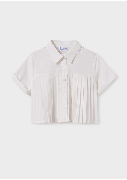 10-16 Yaş Mayoral Kız Çocuk Krem Bluz - Beyaz