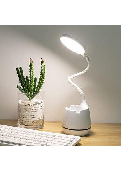Telefon Tutuculu Masa Lambası, 360° Esnek Okuma Lambası, 3 Parlaklık, 3 Renk Sıcaklığı, USB Şarj Edilebilir Pil, Göz Koruması, 24 LED Kıskaçlı Lamba, Yatak Çalışma Masası Lambası