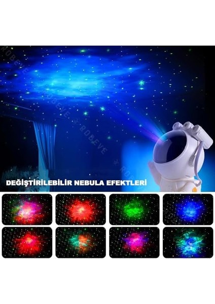 Astronot Gece Lambası Astronot Projektör Gece Lambası Uzaktan Kumandalı Çok Renkli Nebula Gece Lambası Yıldızlı Gece Lambası Zamanlayıcılı Gece Projektörü