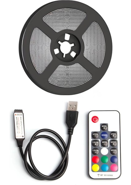 LED Tv Arkası Ambiyans Rgb Şerit Seti Kumandalı 3 Metre