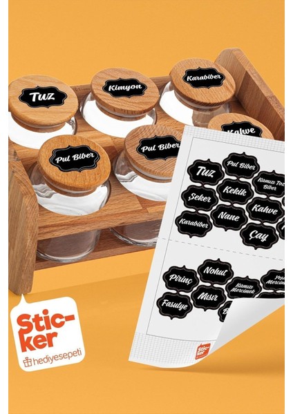20 Adet Baharat & Bakliyat Kavanoz Etiketi Sticker