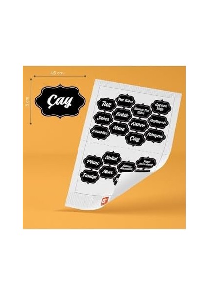 20 Adet Baharat & Bakliyat Kavanoz Etiketi Sticker
