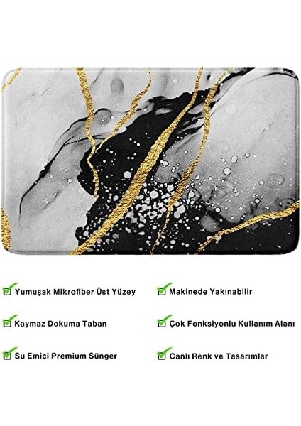 Sevimli Tasarımlı Mikrofiber Banyo Paspası, Kaymaz Taban, Makinede Yıkanabilir, Banyo Halısı (77_BPSM, 2'li Takım)