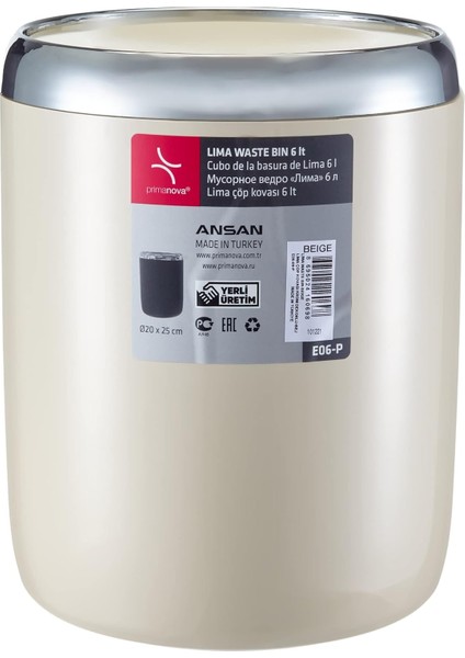 Lima Krom Dekorlu Çöp Kovası, Bej