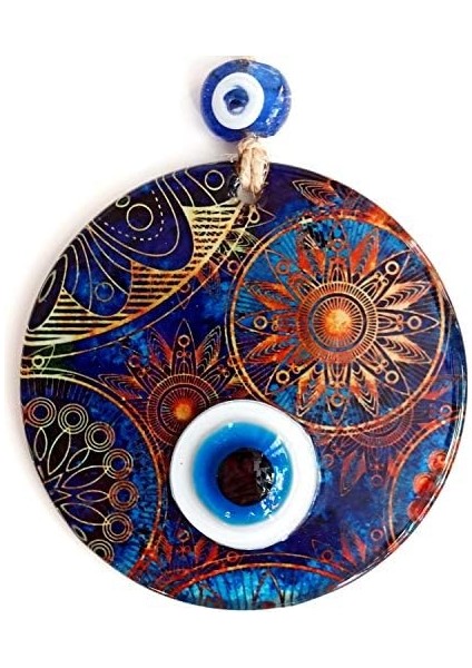 Desenli 12 Santimetre Füzyon Cam El Işçiliği Ile Üretilmiş Nazar Boncuğu Duvar Süsü fiyatları