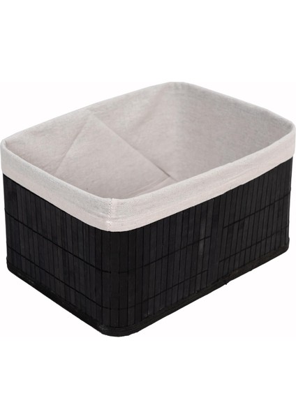 Bambu Çok Amaçlı Saklama Kutusu Düzenleyici Derin Boy Organizer, Dekoratif Bambu Düzenleyici Siyah (32 x 23 x 17 cm )