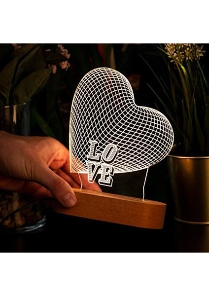 Yazılı 3 Boyutlu LED Masa Lambası - USB Bağlantılı Sarı Işık modelleri