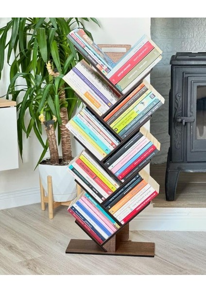 8 Raflı Ağaç Kitaplık - Modern Tasarım, Dayanıklı Ahşap, 90X36X18 Cm, Ev ve Ofis Dekorasyonu (Büyük)