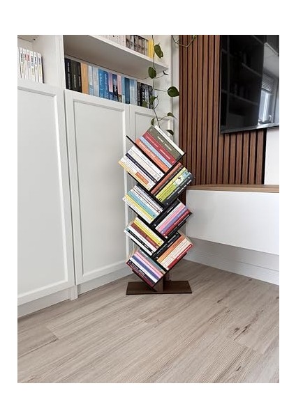 8 Raflı Ağaç Kitaplık - Modern Tasarım, Dayanıklı Ahşap, 90X36X18 Cm, Ev ve Ofis Dekorasyonu (Büyük) modelleri