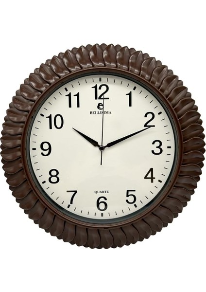 BL-1074 Serisi Klasik Kadran Yaprak Desenli Sessiz Akar 30 cm Duvar Saati Bordo