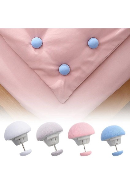 Yorgan Sabitleyici, Mantar Şekilli Aşınmaya Dayanıklı Yorgan Klipsi 4 Adet (Mavi)