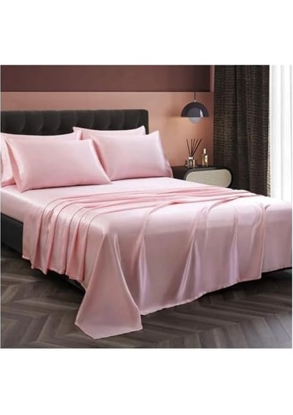 Cocoon Ipek Dokulu Pembe Pamuk Saten 4 Parça Çift Kişilik Nevresim Takımı