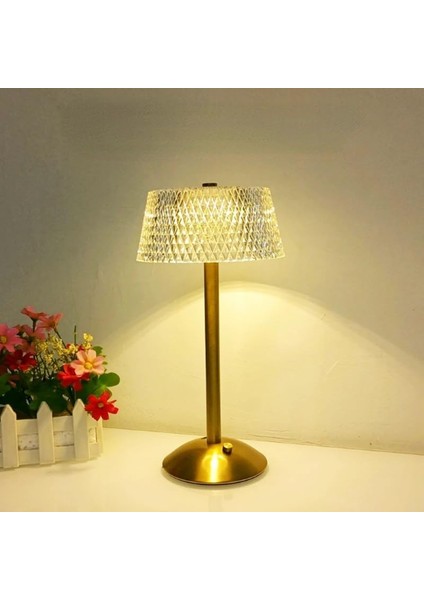 Kristal Masa Lambası, Kısılabilir 3 Renk LED Romantik Elmas Kristal Lamba, Şarj Edilebilir Dokunmatik Lamba Küçük Lamba, Yatak Odası Bar Restoran Için Başucu Lambası Komidin Lambası Ul-27