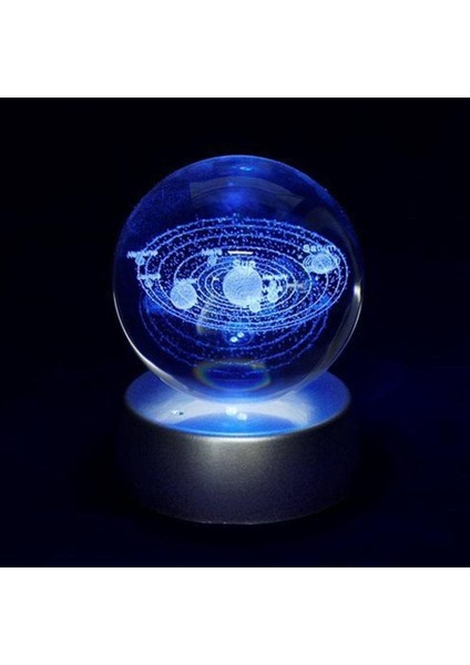 Işıklı Gezegen Cam Küre Dekoratif Hediyelik