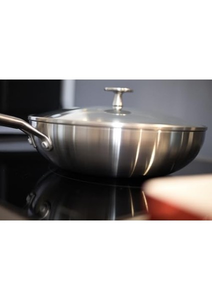 Van Kempen & Begeer 28 cm Wok Fırına Girebilen Seramik Kaplama Cam Kapaklı Çelik