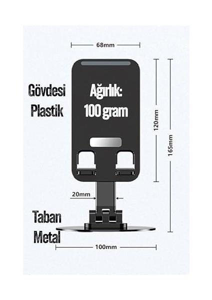 Kaliteli Katlanabilir 360 Dönen Ayarlı Telefon Tutucu Masaüstü Telefon Tablet Standı S014